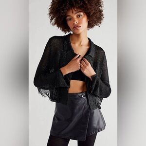 Free People Chrissy Blazer with Fringe Beads and Rhinestones NEW